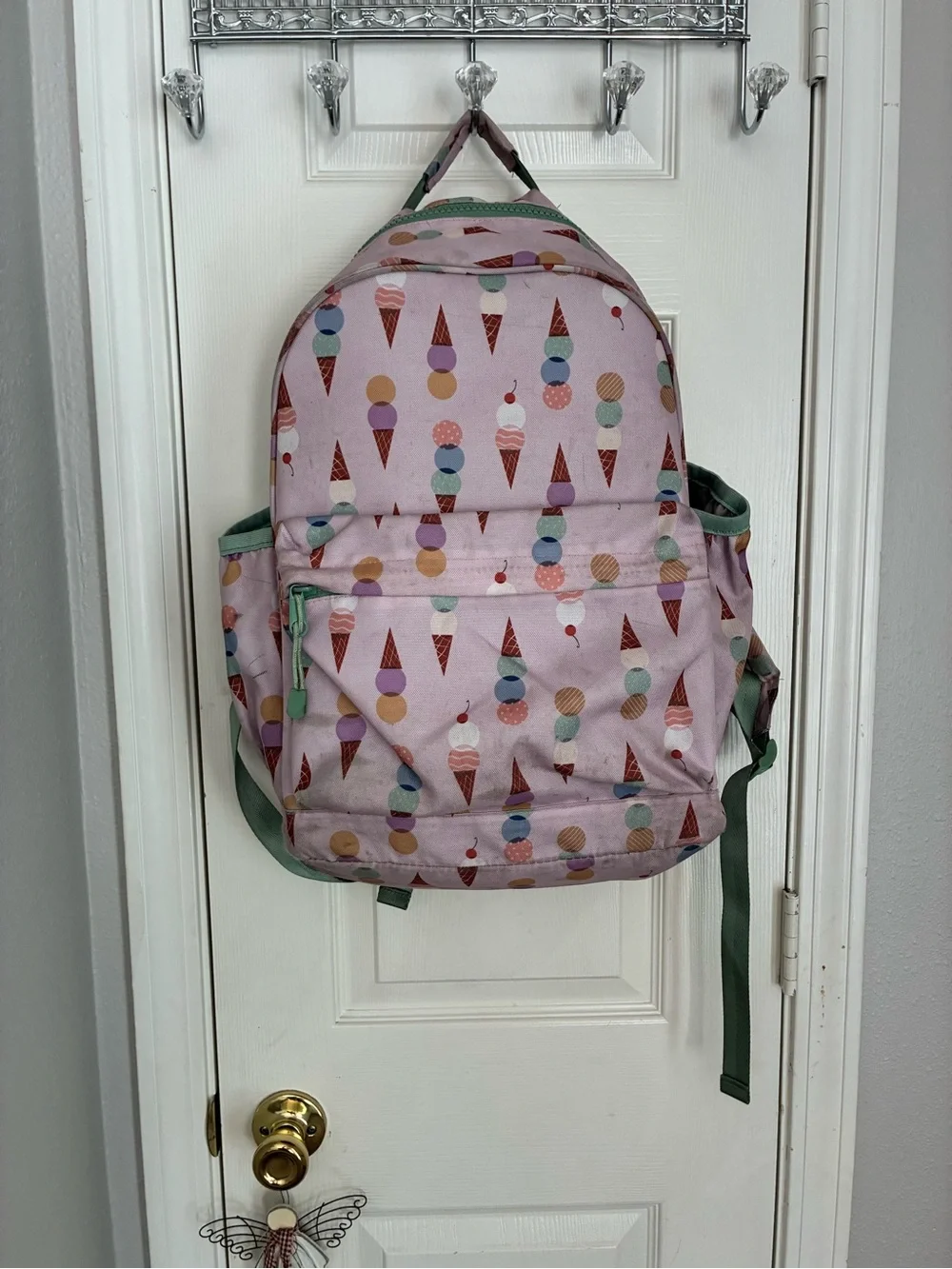 Crate&Barrel Pink Ice Cream Print Kids Backpack